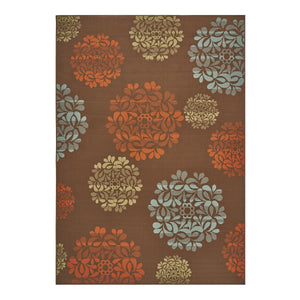 Noble House Henley Indoor/ Outdoor Floral 8 x 11 Area Rug, Brown and Blue