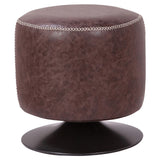 Gaia Modern Industrial Round Ottoman with 360-Degree Swivel, Charming X-Stitch, Fully Assembled