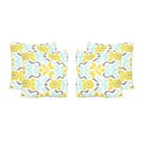 Yellow Flower Outdoor Cushions, 17.75" Square, Abstract Floral Pattern, Cream, Yellow, Light Blue, Gray Noble House