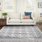 Nourison Nicole Curtis Series 3 SR301 Bohemian Handmade Hand Woven Indoor only Area Rug Grey/Ivory 8' x 10'6" 99446882738