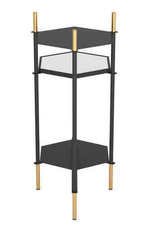 Zuo Modern William Steel, Glass Modern Commercial Grade Side Table Black, Gold Steel, Glass