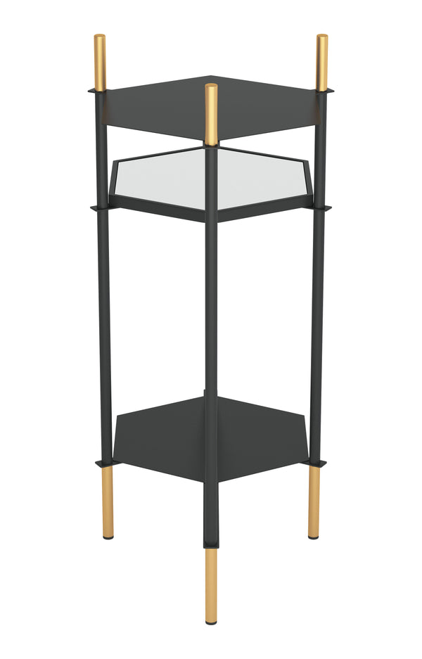 Zuo Modern William Steel, Glass Modern Commercial Grade Side Table Black, Gold Steel, Glass