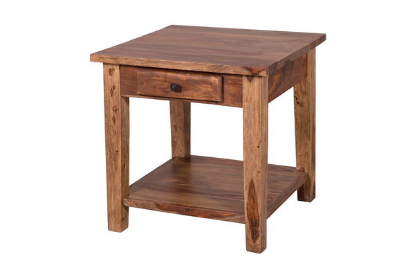 Porter Designs Taos Solid Sheesham Wood Natural End Table Brown 05-196-24-9010H