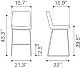 English Elm EE2918 100% Polyurethane, Plywood, Steel Modern Commercial Grade Bar Chair Set - Set of 2 White 100% Polyurethane, Plywood, Steel