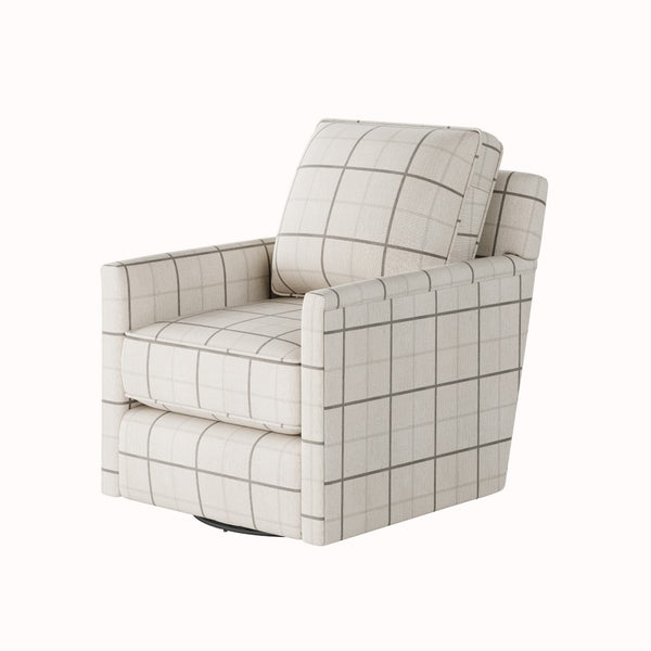 Fusion 21-02G-C Transitional Swivel Glider Chair 21-02G-C Windowpane Chalk Swivel Glider