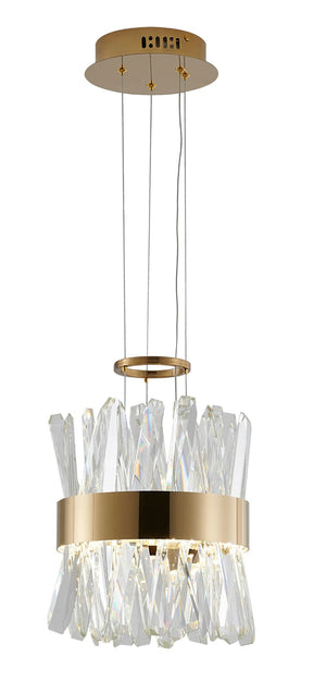 Bethel Gold LED Pendant in Stainless Steel & Crystal