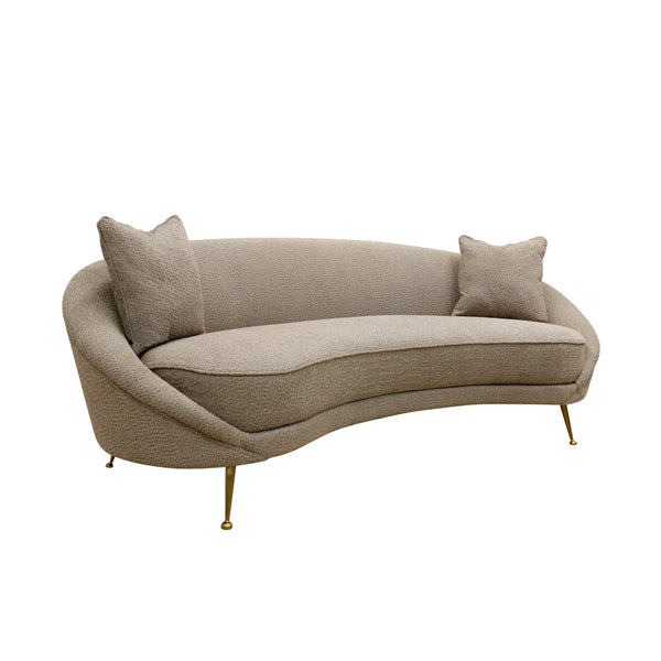 Pasargad Luna Collection Textured Fabric Curved Sofa, Mocha SOFA-DS0440M-PASARGAD