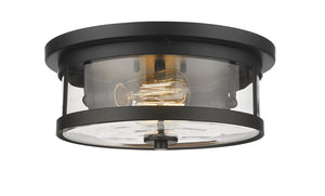 Bethel Black Flush Mount in Metal & Glass