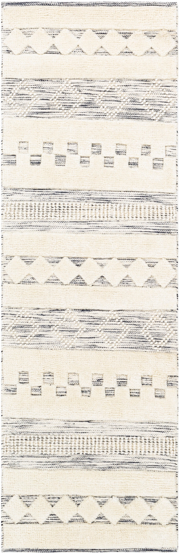 Nairobi NAB-2300 Global Wool Rug NAB2300-268 Black, Cream 100% Wool 2'6" x 8'