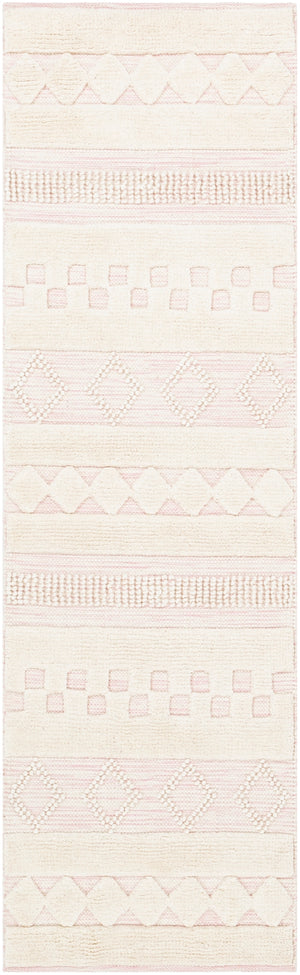 Nairobi NAB-2301 Global Wool Rug NAB2301-268 Pale Pink, Cream 100% Wool 2'6" x 8'