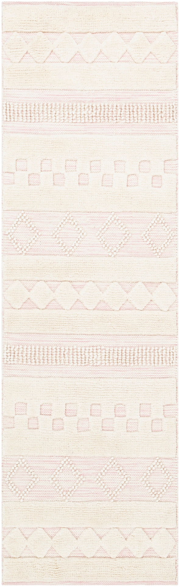 Nairobi NAB-2301 Global Wool Rug NAB2301-268 Pale Pink, Cream 100% Wool 2'6" x 8'