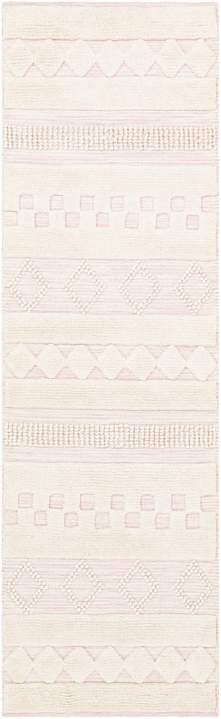 Nairobi NAB-2301 Global Wool Rug NAB2301-268 Pale Pink, Cream 100% Wool 2'6" x 8'
