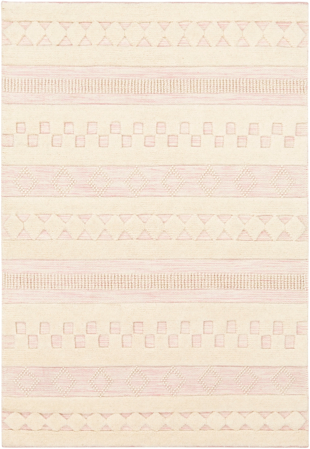 Nairobi NAB-2301 Global Wool Rug NAB2301-576 Pale Pink, Cream 100% Wool 5' x 7'6"