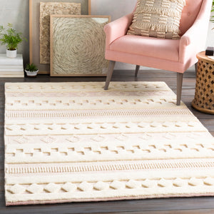 Nairobi NAB-2301 Global Wool Rug NAB2301-810 Pale Pink, Cream 100% Wool 8' x 10'