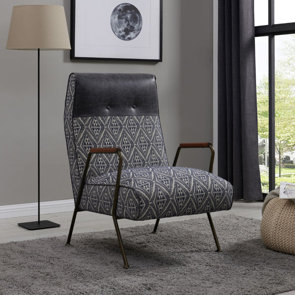 Kahlo Fabric Accent Chair Azure Diamond/Vintage Midnight