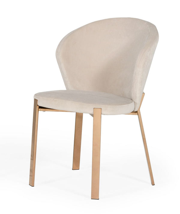 VIG Furniture Modrest Nadia - Modern Beige Velvet & Rosegold Dining Chair (Set of 2) VGVCB209-BEI