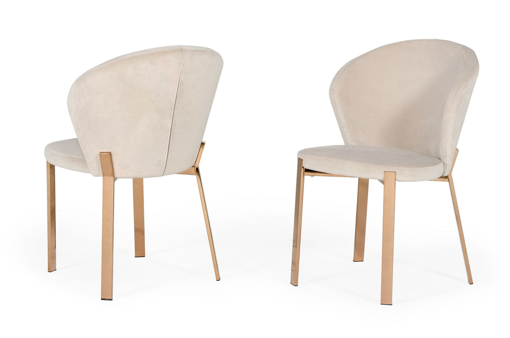 VIG Furniture Modrest Nadia - Modern Beige Velvet & Rosegold Dining Chair (Set of 2) VGVCB209-BEI