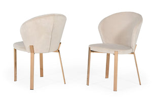 VIG Furniture Modrest Nadia - Modern Beige Velvet & Rosegold Dining Chair (Set of 2) VGVCB209-BEI