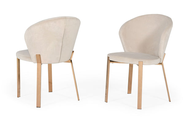 VIG Furniture Modrest Nadia - Modern Beige Velvet & Rosegold Dining Chair (Set of 2) VGVCB209-BEI