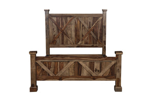 Porter Designs Crossroads Solid Sheesham Wood Queen Natural Bed Brown 04-196-14-C01H-KIT