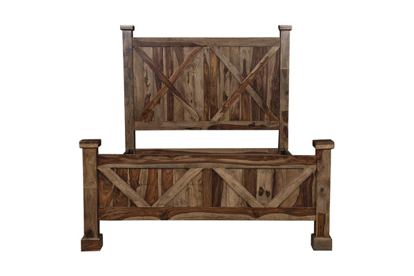 Porter Designs Crossroads Solid Sheesham Wood Queen Natural Bed Brown 04-196-14-C01H-KIT