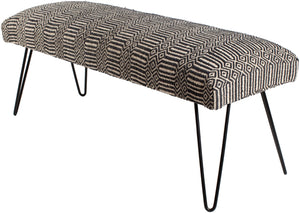 Nakia NAK-001 Modern Cotton, Metal Upholstered Bench NAK-001 Cream, Black Cotton, Metal 18"H x 48"W x 16"D