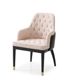 VIG Furniture Modrest Nara - Glam Beige Fabric, Black Bonded Leather and Champagne Gold Dining Chair VGVC-B022A-DC VGVC-B022A-DC