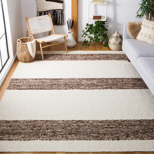 Natura 321 Hand Woven 90% Wool, 10% Cotton 0 Rug Ivory / Brown 90% Wool, 10% Cotton NAT321A-9