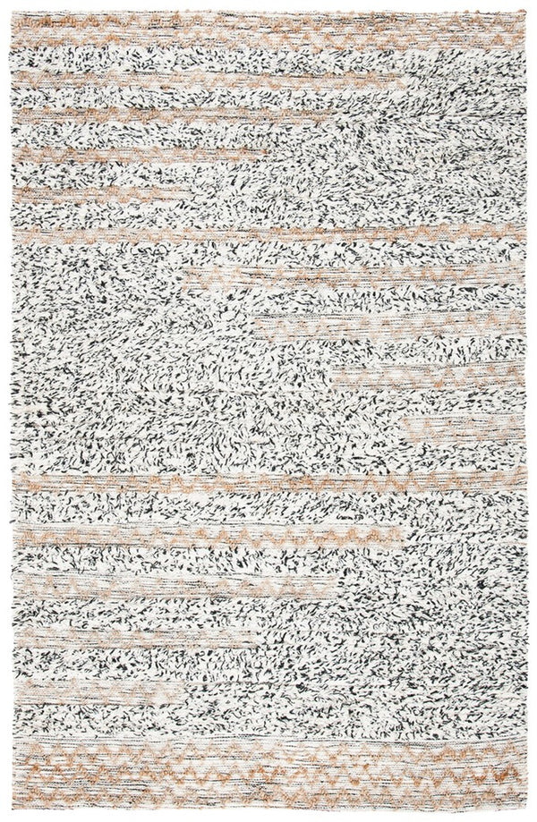Natura Hand Loomed 65% Wool, 25% Jute, 10% Cotton Contemporary Rug Ivory / Black 65% Wool, 25% Jute, 10% Cotton NAT720Z-8