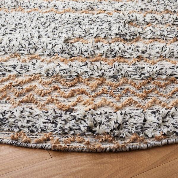 Natura Hand Loomed 65% Wool, 25% Jute, 10% Cotton Contemporary Rug Ivory / Black 65% Wool, 25% Jute, 10% Cotton NAT720Z-8