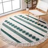 Natura 851 Hand Woven 100% Wool Pile Bohemian Rug Ivory / Green 100% Wool Pile NAT851Y-4