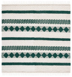 Natura 851 Hand Woven 100% Wool Pile Bohemian Rug Ivory / Green 100% Wool Pile NAT851Y-4