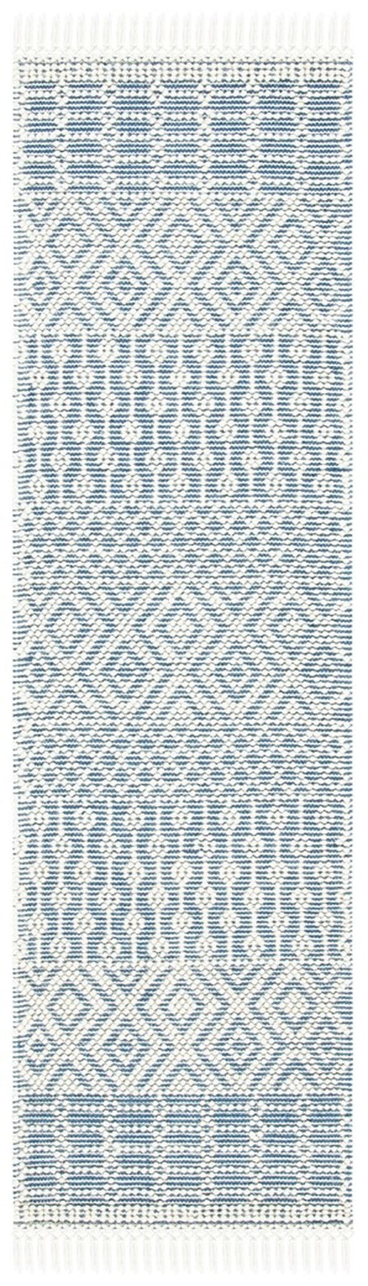 Natura 852 Bohemian Hand Loomed Wool Pile Rug Ivory / Blue