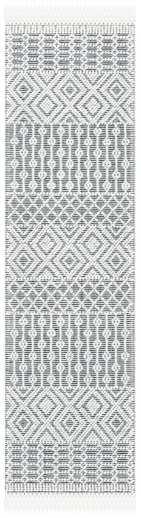 Natura 852 Bohemian Hand Loomed Wool Pile Rug Ivory / Black