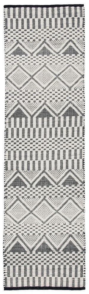 Natura 853 Bohemian Hand Woven 100% Wool Pile Rug Ivory / Black