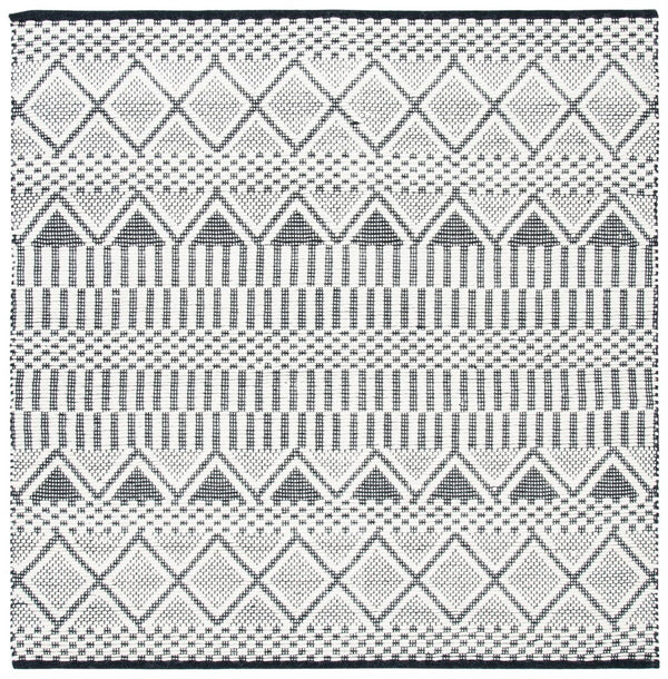 Natura 853 Bohemian Hand Woven 100% Wool Pile Rug Ivory / Black