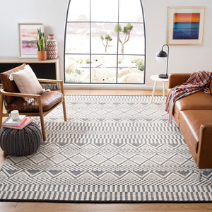 Natura 853 Bohemian Hand Woven 100% Wool Pile Rug Ivory / Black