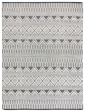 Natura 853 Bohemian Hand Woven 100% Wool Pile Rug Ivory / Black