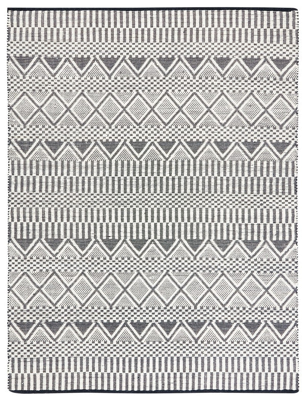 Natura 853 Bohemian Hand Woven 100% Wool Pile Rug Ivory / Black