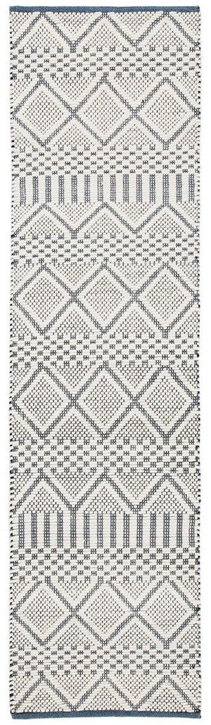 Natura 857 Bohemian Hand Woven 100% Wool Pile Rug Ivory / Blue