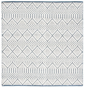 Natura 857 Bohemian Hand Woven 100% Wool Pile Rug Ivory / Blue