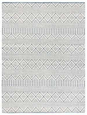 Natura 857 Bohemian Hand Woven 100% Wool Pile Rug Ivory / Blue