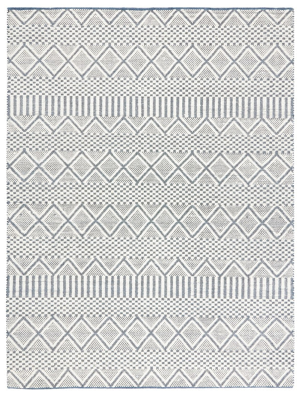 Natura 857 Bohemian Hand Woven 100% Wool Pile Rug Ivory / Blue