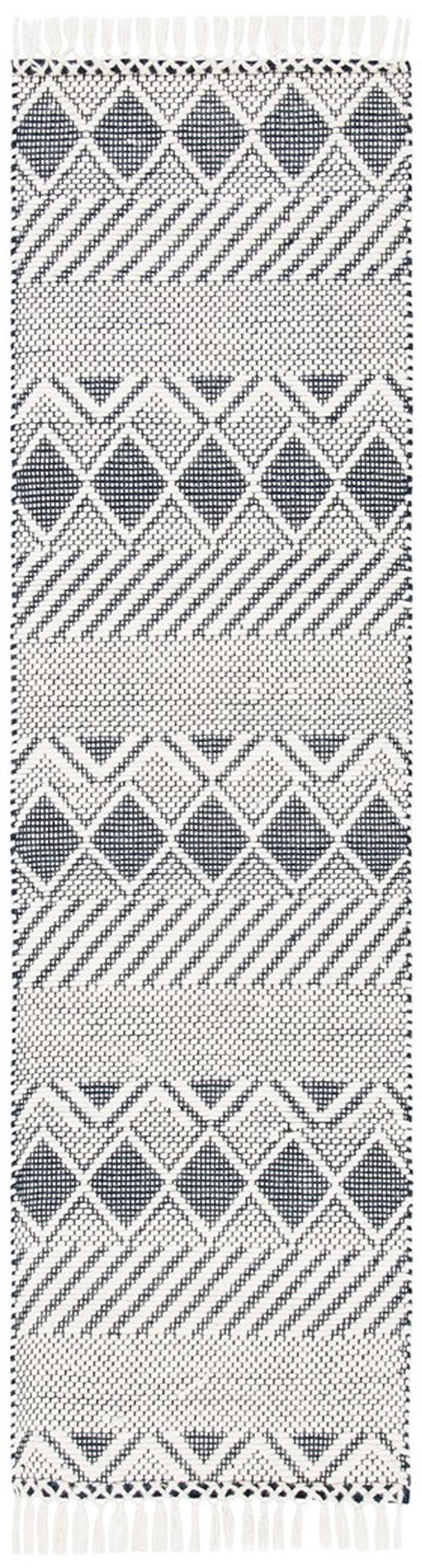 Natura 858 Hand Woven 100% Wool Pile Bohemian Rug Ivory / Charcoal 100% Wool Pile NAT858A-9