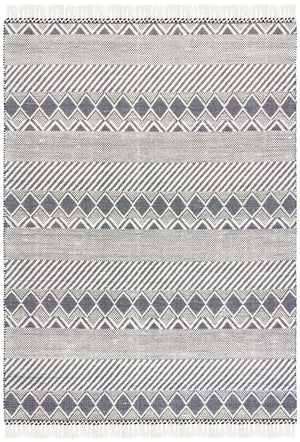 Natura 858 Hand Woven 100% Wool Pile Bohemian Rug Ivory / Charcoal 100% Wool Pile NAT858A-9