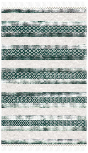 Natura 859 Hand Woven 100% Wool Pile Bohemian Rug Ivory / Green 100% Wool Pile NAT859Y-4