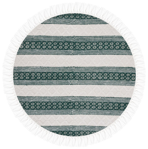 Natura 859 Hand Woven 100% Wool Pile Bohemian Rug Ivory / Green 100% Wool Pile NAT859Y-4