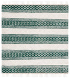 Natura 859 Hand Woven 100% Wool Pile Bohemian Rug Ivory / Green 100% Wool Pile NAT859Y-4