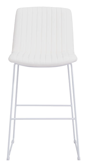 Zuo Modern Mode 100% Polyurethane, Plywood, Steel Modern Commercial Grade Barstool Set - Set of 2 White 100% Polyurethane, Plywood, Steel
