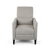 Alscot Contemporary Fabric Push Back Recliner, Light Gray Noble House